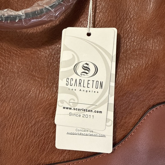 Carleton Los Angeles Brown Large‎ Soft Leather Purse Shoulder Bag w 2 Handles - Picture 2 of 8